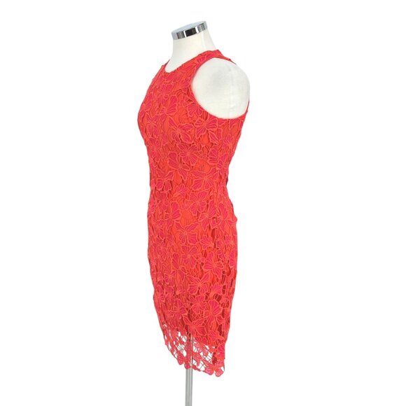 Alexia Admor Reese Floral Lace Halter Dress Coral Pink Orange Size XS - Picture 5 of 13